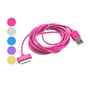 Colorful USB Cable for iPhone, iPad & iPod (Assorted Color,Apple 30 pin, 300cm) 