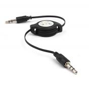3.5mm Retractable AUX Cable - Black/78cm Length