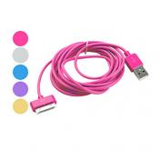 Colorful USB Cable for iPhone, iPad & iPod (Assorted Color,Apple 30 pin, 300cm) 
