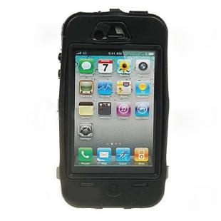Extra Tough Protective Impact Housing Case + LCD Screen Protector for iPhone 4 (Black) 
