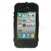 Extra Tough Protective Impact Housing Case + LCD Screen Protector for iPhone 4 (Black) 
