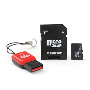 Class 10 32GB MicroSDHC TF Memory Card with USB Card Reader and SDHC SD Adapter 