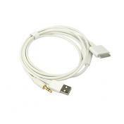 3-in-1 USB 3.5mm AUX Audio/Data/Charger Cable for iPod, iPhone and iPad (White)