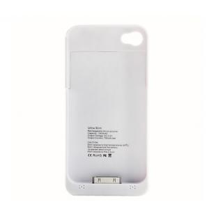 Ultra-Slim External Power Battery Charger Back Case with USB Cable for iPhone 4/4S (White, 1900mAh)