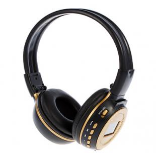 Digital Wireless On-Ear Headphone with SD Card Slot and LCD Screen N65 (Black,Gold) 