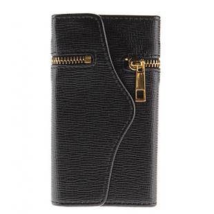 Wallet Design PU Leather Case with Zipper for iPhone 5/5S 