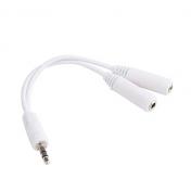 Gold Plated 3.5mm Stereo Audio Jack Splitter Y-Cable White 0.15M