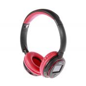 MP3 FM On-Ear Bluetooth Headphone with Mic, TF Card Slot, LCD Screen (Red,Black)