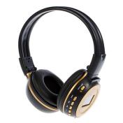 Digital Wireless On-Ear Headphone with SD Card Slot and LCD Screen N65 (Black,Gold) 